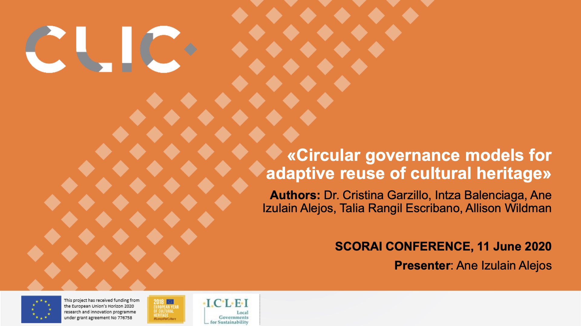 CLIC participation at SCORAI Conference
