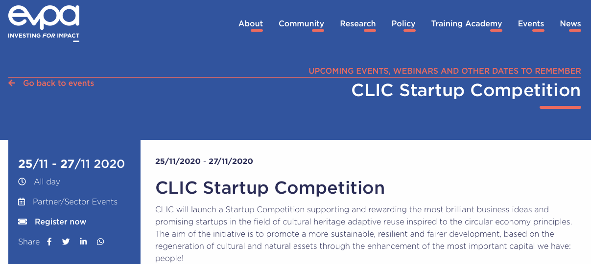 EVPA – CLIC Startup Competition